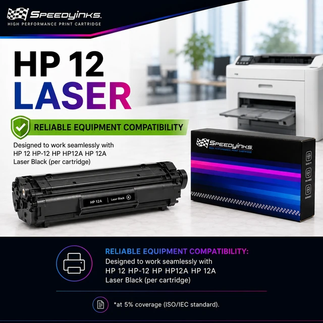 Alt view image 5 of 5 - SPEEDYINKS Compatible Replacement for HP 12A MICR Black Toner Cartridge For Use in LaserJet: 1010, 1012, 1018, 1020, 1022, 1022n, 1022nw, 3015, 3020, 3030, 3050, 3052, 3055, M1319, M1319f