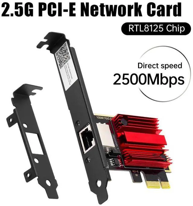 Main image of DERAPID RTL8125 2.5Gbps PCI Express Network Card PCIe x1 to RJ45 Ethernet Adapter, 2.5G Base-T Gigabit LAN, Gaming NIC for Desktop PC NAS