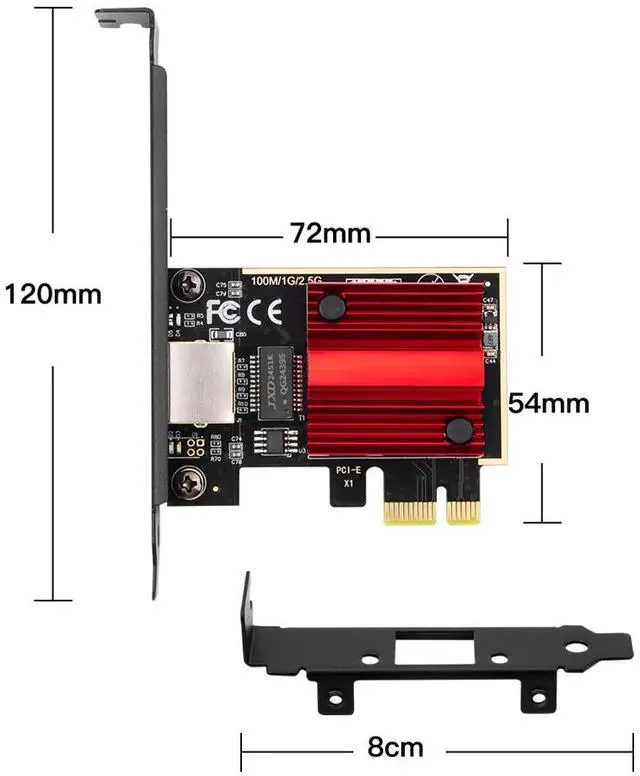 Alt view image 7 of 7 - DERAPID RTL8125 2.5Gbps PCI Express Network Card PCIe x1 to RJ45 Ethernet Adapter, 2.5G Base-T Gigabit LAN, Gaming NIC for Desktop PC NAS