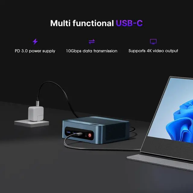 Alt view image 5 of 6 - BOSGAME P2 Neo Mini PC Intel Core i5-12450H, 16GB DDR4 512GB SSD, Triple Display-HDMI+DP+UCB-C, 2 * 1000M LAN, WiFi-6, BT5.2 Desktop PC