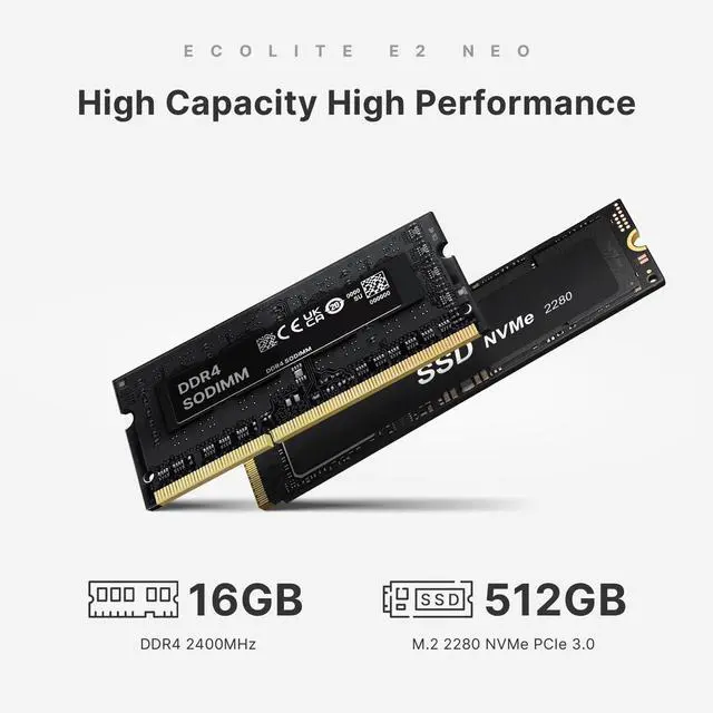 Alt view image 6 of 7 - BOSGAME E2 Neo Mini PC, AMD Ryzen 5 3500U Processor (4C/8T, Up to 3.7GHz), 16GB DDR4 2400MHz 512GB PCIe3.0 SSD, Gigabit LAN, Triple Display, Wi-Fi 5 & BT 5.0,Small Form Factor Business Office PC