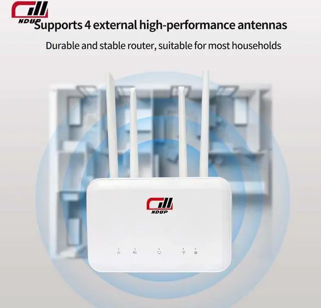 Alt view image 3 of 7 - NDUP B625 Wireless Router 300Mbps N300 2.4GHz - Advanced 4G LTE & 3G UMTS Compatibility, ASR+4G CAT4 Chipset, Durable White Finish