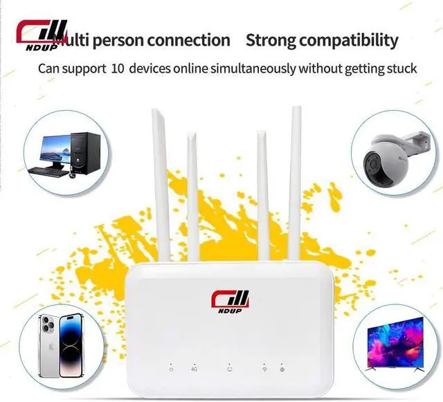 Alt view image 2 of 7 - NDUP B625 Wireless Router 300Mbps N300 2.4GHz - Advanced 4G LTE & 3G UMTS Compatibility, ASR+4G CAT4 Chipset, Durable White Finish