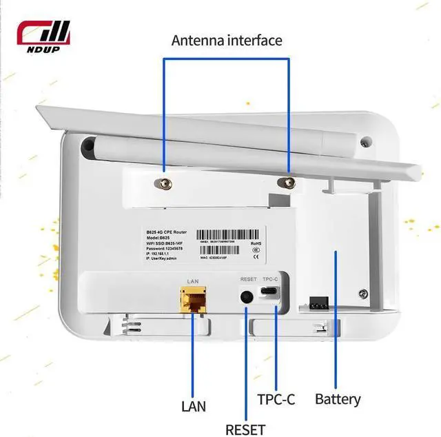 Alt view image 4 of 7 - NDUP B625 Wireless Router 300Mbps N300 2.4GHz - Advanced 4G LTE & 3G UMTS Compatibility, ASR+4G CAT4 Chipset, Durable White Finish