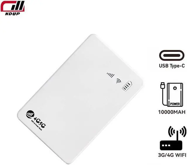 Alt view image 2 of 7 - NDUP Wireless Router N150 Portable WiFi with Power Bank Functionality - High-Speed 150Mbps, SIM Card Compatible, Smart Security Features, Includes Type-C USB Cable