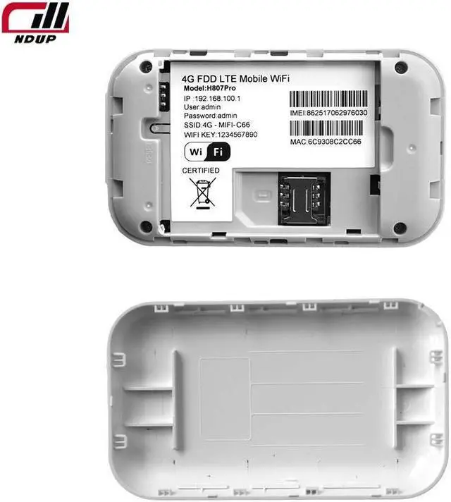Alt view image 7 of 7 - NDUP H807PRO Wireless Router - High-Speed 4G/3G Connectivity, Supports 802.11 b/g/n, Built-in Antenna, 3650mAh Battery, Compact and Lightweight Design