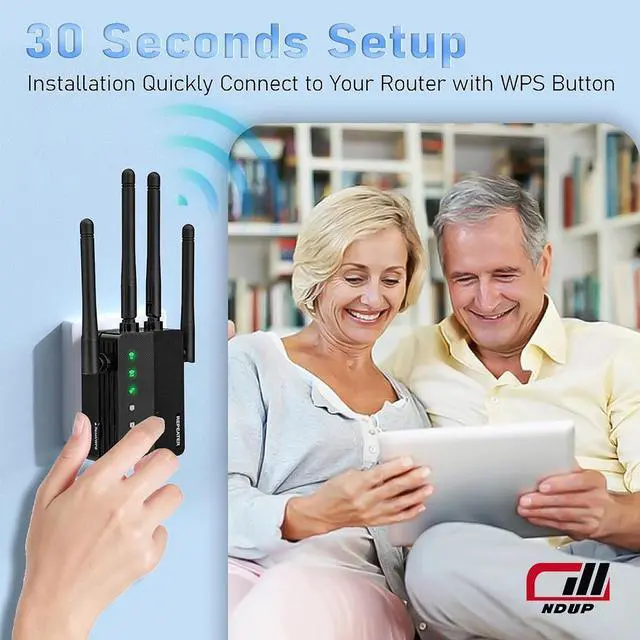 Alt view image 5 of 6 - NDUP Dual-Band WiFi Extender 1206U with Cat5 Cable - Gigabit Speed, 802.11ac Protocol, Home Router Compatible, Lightning Protection