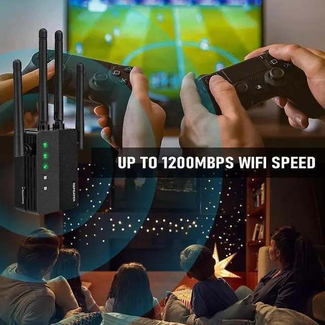 Alt view image 3 of 6 - NDUP Dual-Band WiFi Extender 1206U with Cat5 Cable - Gigabit Speed, 802.11ac Protocol, Home Router Compatible, Lightning Protection