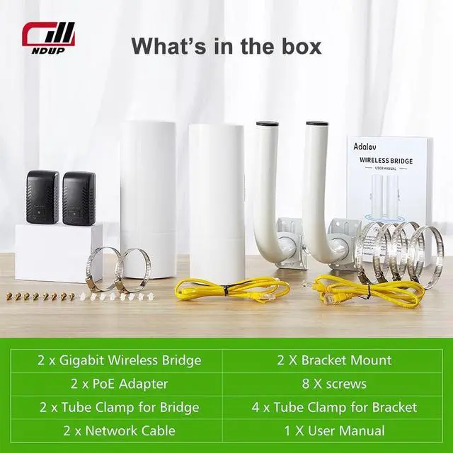 Alt view image 5 of 7 - NDUP MWS-BS500T Wireless AP/Bridge AR9344 Chip 300Mbps 5.8GHz Dual-Polarization Antenna with 24V PoE and 12V DC Power Supply