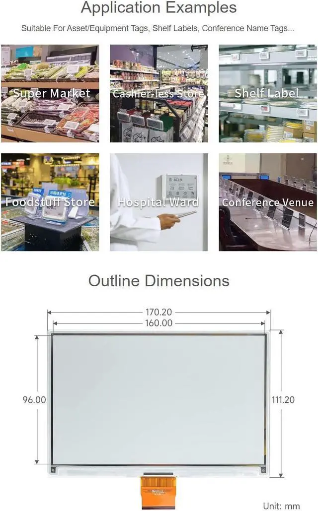 Alt view image 5 of 5 - waveshare 7.3inch e-Paper (G) Raw Display Compatible with Raspberry Pi 4B/3B+/3B/2B/B+/A+/Zero/Zero W/WH/Zero 2W 800 × 480 Resolution SPI Interface Red/Yellow/Black/White Supports Jetson Nano