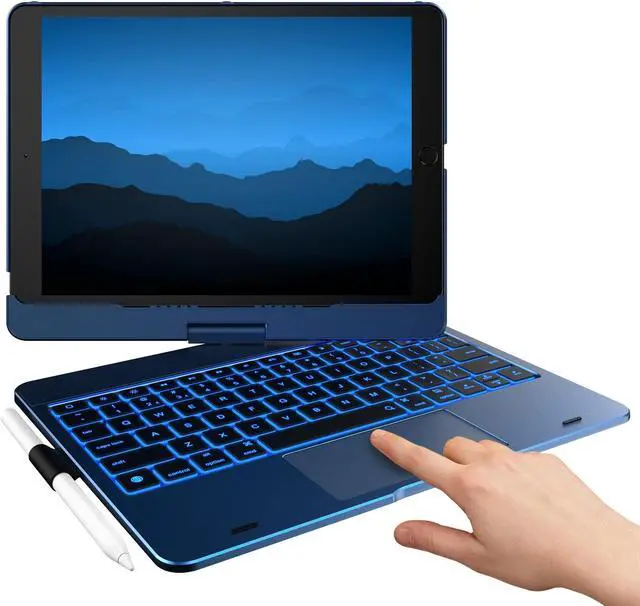 Main image of typecase Touch iPad 9th Generation Case with Keyboard (10.2", 2021), Multi-Touch Trackpad, 10 Color Backlight, 360° Rotatable, Thin & Light for 8th Gen (2020), 7th Gen (2019), Air 3 (Midnight Blue)