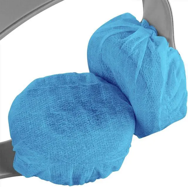 Alt view image 3 of 5 - Geekria 100 Pairs Disposable Headphones Ear Cover for On-Ear Headset Earcup, Stretchable Sanitary Ear Pads Cover, Hygienic Ear Cushion Protector (S/Blue)