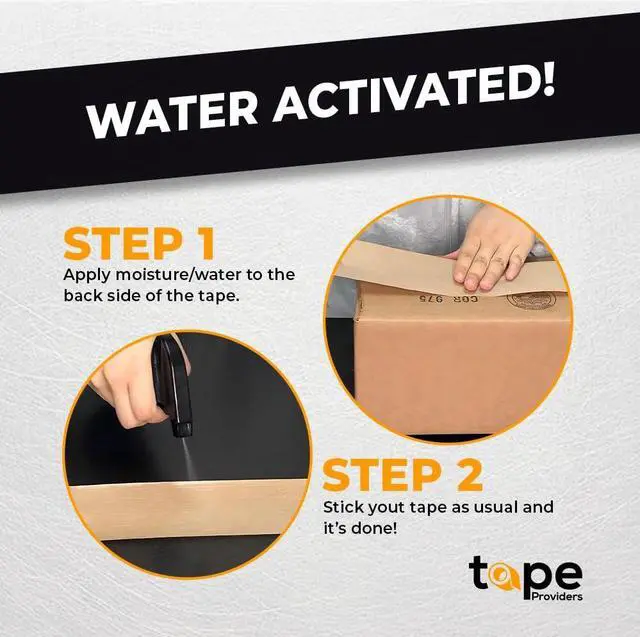 Alt view image 4 of 5 - WOD WATWTE Reinforced Water Activated Kraft Tape Brown Gummed - 2.75 inch (70mm) x 375 ft. Fiberglass Tape for Packing, Shipping, & Sealing, 8 Pack