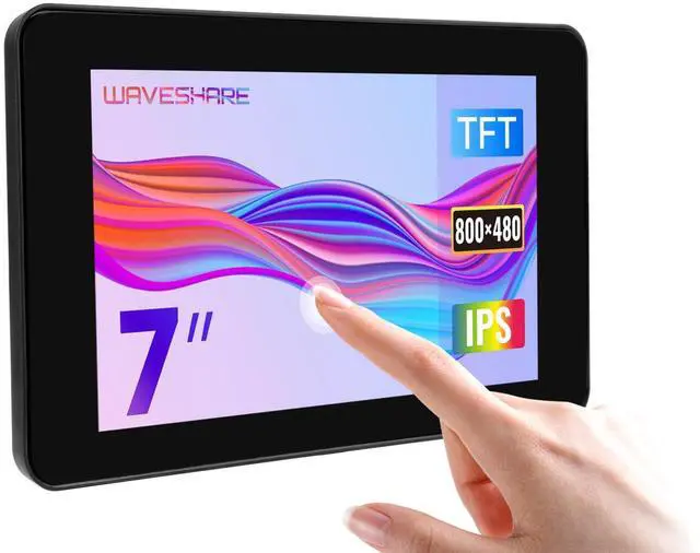 Main image of Waveshare 7inch Capacitive Touch Display Compatible with Raspberry Pi 4B Comes with Protection Case 800×480 Resolution DSI Interface