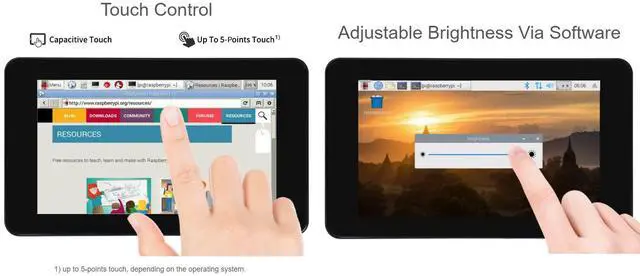 Alt view image 5 of 5 - Waveshare 7inch Capacitive Touch Display Compatible with Raspberry Pi 4B Comes with Protection Case 800×480 Resolution DSI Interface