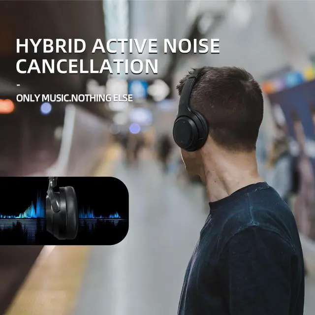 Alt view image 3 of 5 - SoundMAGIC P60BT Audiophile Headphone Wireless Bluetooth HiFi Stereo Sound Best Over-Ear Music Headset with Active Noise Cancelling, HD MIC, Touch Sensitive Control, 50 Hours Playing Time, Black