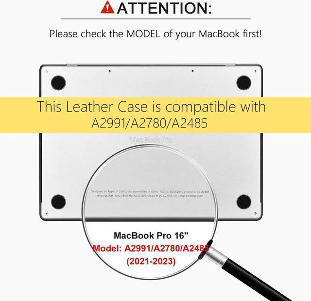 Alt view image 2 of 5 - MacBook Pro 16 Case (2021-2023), ICARER Premium Leather Case for Model 2023 2022 2021 Release M2 A2780 A2485 M1 Pro/Max, with Touch Bar & Touch ID Compatible for Apple MacBook Pro 16inch (Black)