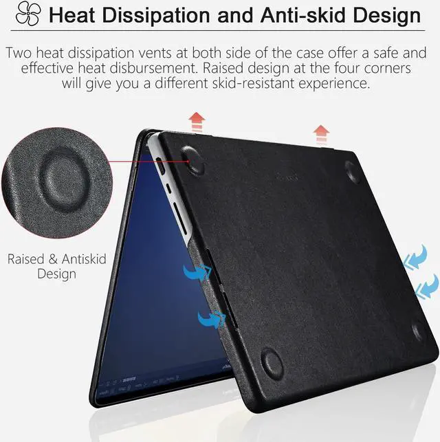 Alt view image 3 of 5 - MacBook Pro 16 Case (2021-2023), ICARER Premium Leather Case for Model 2023 2022 2021 Release M2 A2780 A2485 M1 Pro/Max, with Touch Bar & Touch ID Compatible for Apple MacBook Pro 16inch (Black)