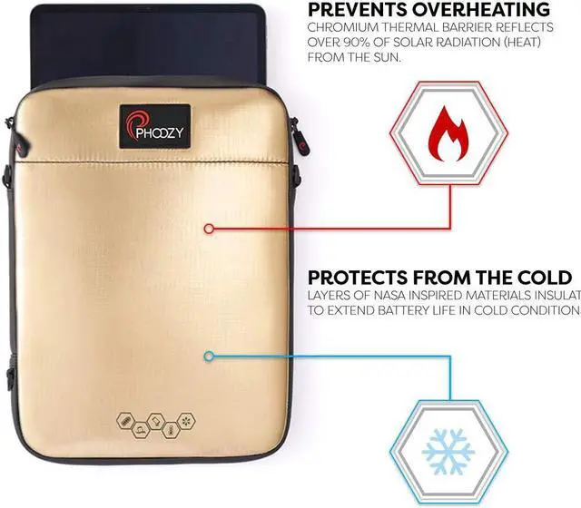 Alt view image 3 of 5 - PHOOZY Insulated Thermal Sleeve for Laptops, iPads, MacBooks & Similar Sized Tablets or Laptops up to 13" - Patented NASA Thermal Technology Extends Battery Life in The Cold (Gold)