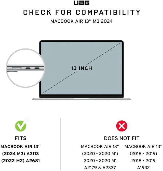 Alt view image 2 of 5 - [U] by UAG Designed for MacBook Air 13" Case 2022-2025 M2/M3/M4 (A3240 A3113 A2681) - Translucent Durable Lightweight Impact Resistant Laptop Protective Cover, Lucent Ice/Black