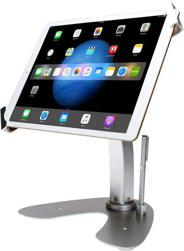 Main image of Universal Dual Kiosk  CTA Universal Dual Security Kiosk with Locking Holder & Anti-Theft Cable for iPad 10th Gen 10.9" - iPad 10.2" 7/8/9 Gen - Surface Pro 4 - Surface Go 3 & More - Silver (PAD-UATP)