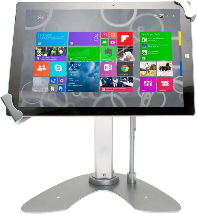 Alt view image 2 of 5 - Universal Dual Kiosk  CTA Universal Dual Security Kiosk with Locking Holder & Anti-Theft Cable for iPad 10th Gen 10.9" - iPad 10.2" 7/8/9 Gen - Surface Pro 4 - Surface Go 3 & More - Silver (PAD-UATP)