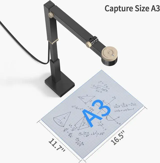Alt view image 3 of 5 - CZUR Fancy Pro 8MP USB Document Camera for Teacher, 4K Webcam with Microphone and LED Light, Up to 60fps, Auto Focus, for Remote Teaching, Live Streaming, Web Conference, for Mac and Windows