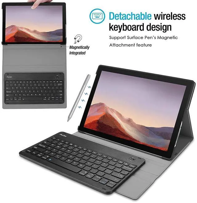 Alt view image 4 of 5 - ProCase Keyboard Case for Surface Pro 7 (2019)/ Pro 6 (2018)/ Pro 5 (2017)/ Pro 4 (2015) 12.3 Inch Bundle with Surface Pro 7 Plus/Pro 7/ Pro 6/ Pro 5/ Pro 4/ Pro LTE 12.3 Rugged Cover