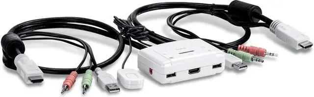 Main image of TRENDnet 2-Port HDMI KVM Switch, Control 2 Computers with One Set of Console Controls, Full HD 1080P, HDMI and 3.5 mm Analog Audio, Monitor Switch, Windows and Mac KVM Switch Software, White, TK-215I