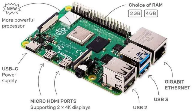 Alt view image 2 of 5 - Raspberry Pi 4 Computer Model B 8GB Single Board Computer Suitable for Building Mini PC/Smart Robot/Game Console/Workstation/Media Center/Etc.