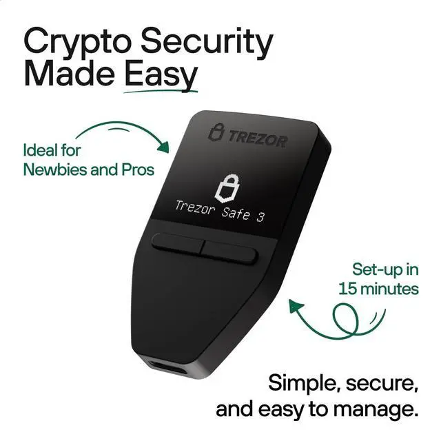 Alt view image 2 of 5 - Trezor Safe 3 - Passphrase & Secure Element Protected Crypto Hardware Wallet - Buy, Store, Manage Digital Assets Simply and Safely (Galactic Rose)