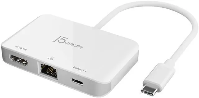 Main image of j5create USB Type C to 4K HDMI and Gigabit Ethernet with PD 100W Pass-Through Charging, for MacBook Pro, MacBook Air, Chromebook, Surface Pro, iPad Pro or USB-C Laptop (JCA351)