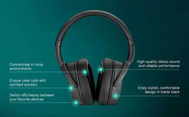 Alt view image 5 of 5 - EPOS Adapt 360 Black - Dual-Sided, Dual-Connectivity, Wireless, Bluetooth, ANC Over-Ear Headset | for Mobile Phone & Softphone | Teams Certified