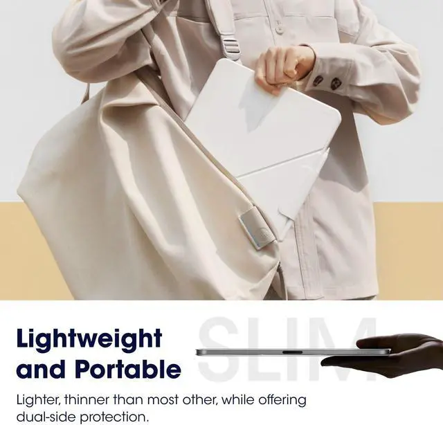 Alt view image 5 of 5 - PITAKA iPad Pro 12.9 Case, Compatible with iPad Air 13 Inch (M2) & iPad Pro 12.9 (3-6th Gen) 2022/2021/2020/2018, Lightweight Portrait/Landscape Magnetic Case with 4 Standing Angles - White