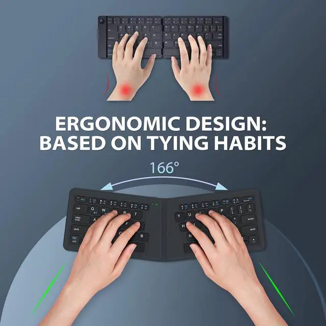 Alt view image 3 of 5 - iClever Portable Foldable Bluetooth Keyboard, Multi-Device Wireless Folding Keyboard, Ultra Slim Ergonomic Design with Stand Holder for iPhone, iPad, Smartphone, Tablet, Laptop
