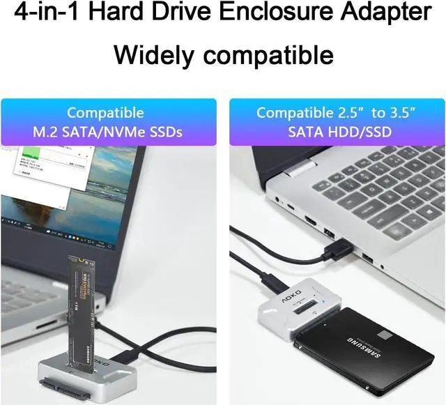 Alt view image 2 of 5 - M.2 SATA/NVMe to USB Docking Station,Hard Drive Reader Adapter, External M.2 SSD Enclosure for M.2 PCIe NVMe and SATA SSDs, Compatible with SATA III HDD/SSD (M.2 Dock or SATA Adapter)