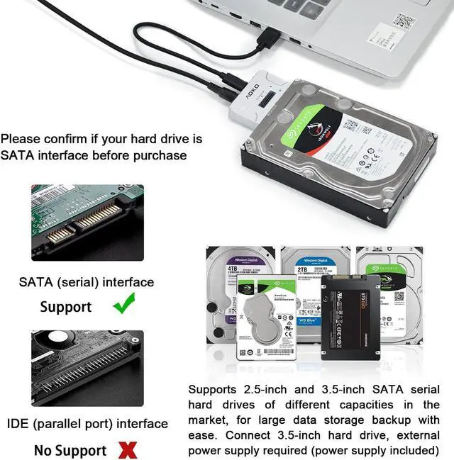 Alt view image 5 of 5 - M.2 SATA/NVMe to USB Docking Station,Hard Drive Reader Adapter, External M.2 SSD Enclosure for M.2 PCIe NVMe and SATA SSDs, Compatible with SATA III HDD/SSD (M.2 Dock or SATA Adapter)
