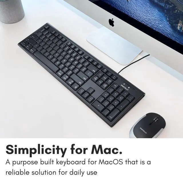 Alt view image 2 of 5 - Macally Full Size Wired Mac Keyboard - Compatible with All Macs with USB Port - Wired Keyboard for Mac Mini / Pro, Macbook Pro/Air, iMac with Number Pad & 16 Apple Shortcut Keys Spill Proof - Black