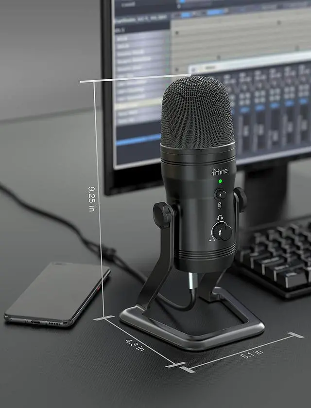 Alt view image 5 of 5 - FIFINE USB Studio Recording Microphone Computer Podcast Mic for PC, PS4, Mac with Mute Button & Monitor Headphone Jack, Four Pickup Patterns for Vocals YouTube Streaming Gaming ASMR Zoom-Class (K690)