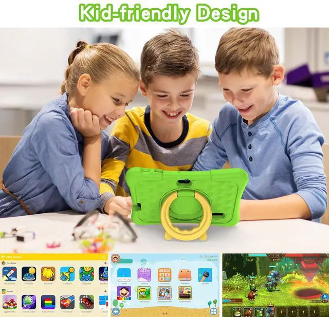Alt view image 5 of 5 - PRITOM Tablet for Kids, 7 inch Kids Tablets with WiFi, 32GB, Bluetooth, Camera, Parental Control, Pre-Installed APPs, Fre-e Games, Learning Educational Toddler Tablet with Case, Green