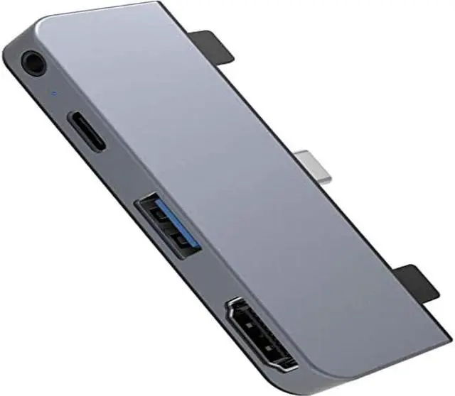 Alt view image 4 of 5 - HyperDrive USB C Hub Adapter for iPad Pro 2020 2019 2018 11/ 12.9", USBC Smartphone/Tablet, 4-in-1 USB-C Hub Dongle with 4K HDMI, C-USB PD Charging, USB 3.0, 3.5mm Headphone Audio Jack -Gray