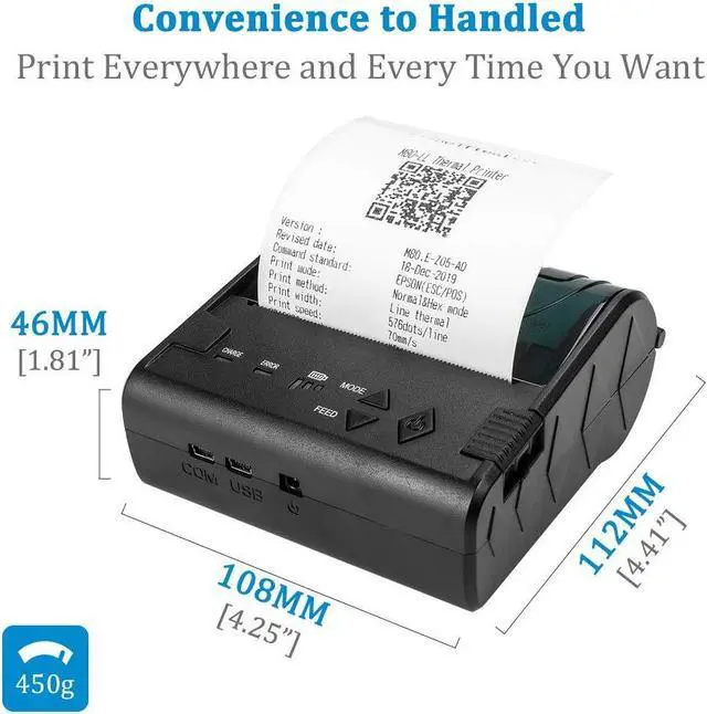 Alt view image 4 of 5 - NETUM Wireless Bluetooth Thermal Receipt Printer, Portable Personal Bill Printer 80mm Mini USB POS Printer for Restaurant Sales Retail Compatible with Android