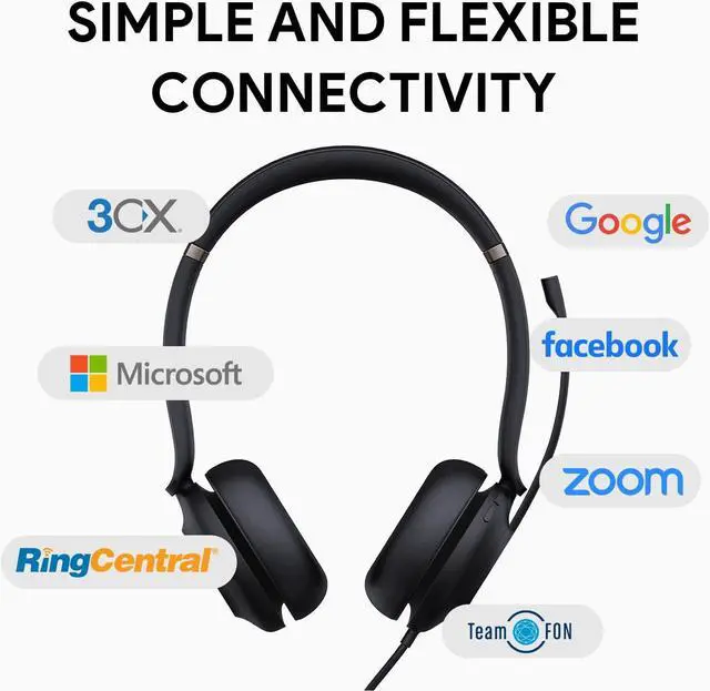 Alt view image 4 of 5 - Yealink UH37 USB Headset with Microphone for PC Laptop - Headphones with Noise Cancelling Microphone for Computer,On-Ear Wired Office Call Center Headset Dual