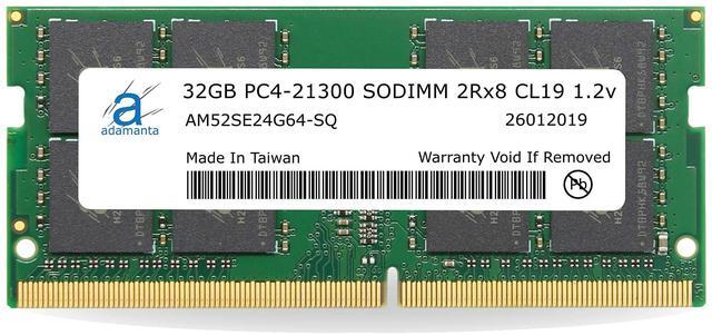 Main image of Adamanta 32GB (1x32GB) DDR4 2666MHz (2933MHz or 3200MHz) PC4-21300 SODIMM 2Rx8 CL19 1.2v Non-ECC Unbuffered Notebook Laptop RAM Memory Upgrade