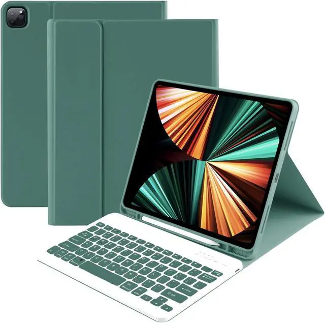 Main image of Compatible for iPad Air 13 inch Case Keyboard for iPad Pro 12.9 Case with Keyboard for iPad Pro 6th/5th/4th/3rd/Air (M2), with iPad Keyboard Wireless Detachable Keyboard & Pencil Holder Dark Green