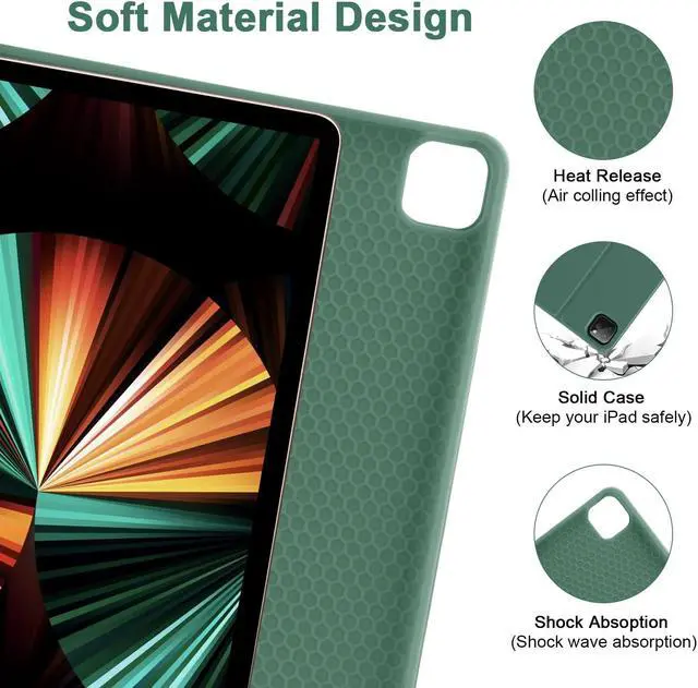 Alt view image 4 of 5 - Compatible for iPad Air 13 inch Case Keyboard for iPad Pro 12.9 Case with Keyboard for iPad Pro 6th/5th/4th/3rd/Air (M2), with iPad Keyboard Wireless Detachable Keyboard & Pencil Holder Dark Green