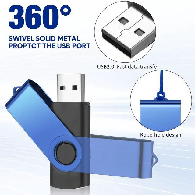 Alt view image 4 of 5 - Aoriher 50 Pack USB 2.0 Flash Drives Bulk, Portable USB Thumb Drives with Lanyards, Swivel Flash Drives Thumb Drives for Office School Data Storage (2GB)