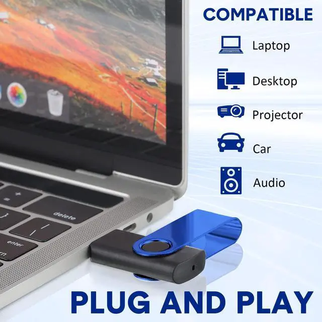 Alt view image 5 of 5 - Aoriher 50 Pack USB 2.0 Flash Drives Bulk, Portable USB Thumb Drives with Lanyards, Swivel Flash Drives Thumb Drives for Office School Data Storage (2GB)