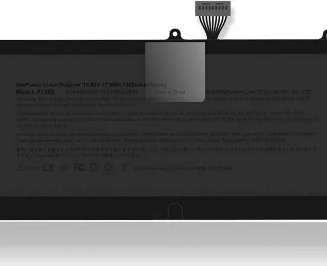 Alt view image 3 of 5 - BatPower A1382 Replacement Laptop Battery for Apple Early 2011 Late 2011 Mid 2012 MacBook Pro 15-inch A1286 EMC 2353-1 2556 2563 Battery MacBook Pro 15" Core i7 A1286 Apple A1382 Battery 77.5Wh