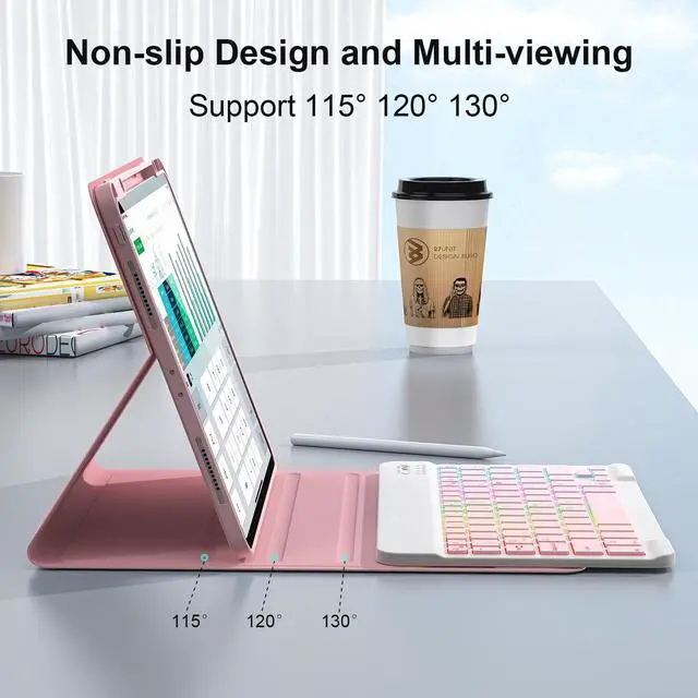 Alt view image 4 of 5 - Keyboard Case for iPad Air 13-inch (M2) 2024 and iPad Pro 12.9 (6th, 5th, 4th, 3rd Gen) -7 Color Backilight - Wireless Detachable Keyboard- with Pencil Holder for New iPad Air 13-inch/iPad Pro 12.9